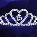 Nested Hearts Quinceaneras 15 Silver Tiara