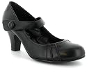 The Leather Collectn "Billie" Ladies Leather Bar Strap Court Shoes - Black
