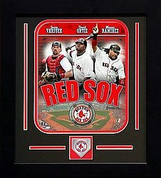 Boston Red Sox Big 3 Framed Photo Jason Varitek, David Ortiz and Manny Ramirez with Boston Red Sox Medallion