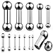 Surgical Steel Externally Threaded Barbell 0G - Length: 3/4 - Sold as a Pair