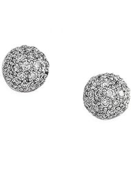 14k White Gold Button Earrings with Diamond