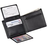 Royce Leather Men's Bi-Fold with 2 ID Windows & Zippered Pocket
