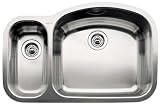 Blanco 510-880R Blancowave 1-1/2 Bowl Undermount Kitchen Sink, Satin