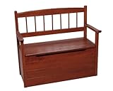 Gift Mark Cherry Deacon Style Toy Box with Spindle Back and Arm Rests, Cherry