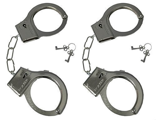 2 pack police metal handcuffs with keys, swat role - pl…