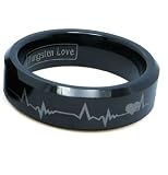 6mm Black Comfort Fit Tungsten Carbide Rings with Laser Forever Love Design Women's Aniversary/engagement/wedding Bands (Size 5,6,7,8 Available) Size 7