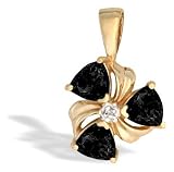 14K Yellow Gold Genuine Trillion Black Onyx and Diamond Pendant