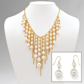 14k Gold-Plated Simulated Necklace and Pierced Earrings Set