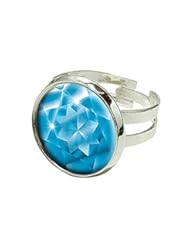 Single Detail Page Misc: Aquamarine March Birthstone - Faux Resin - Silver Plated Adjustable Novelty Ring - Graphics and More