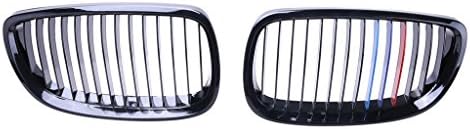 King Deluxe BMW 2007-2010 E92 E93 328i 335i 2Dr Center Kidney Grill Front Bumper Grille Sedan Hood Nose (Gloss Black M-color)