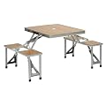 Design Picknick-Bank und Campingtisch 150x86cm (Gestell+Tisch in stabiler Alu+Holz-Optik - klappbar)