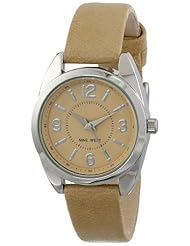 Nine West Womens NW/1373CMCM Silver-Tone Smooth Beige Strap Watch