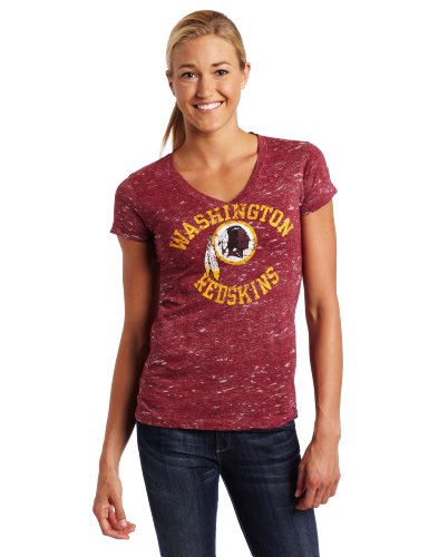 NFL Women's Washington Redskins Pride Playing II Short Sleeve Deep V-Neck Haze Tee (Dark Garnet Haze, Medium)