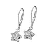 Search : 14K White Gold Diamond Pave Star Dangle Earring