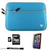 Blue Slim Protective Soft Neoprene Cover Carrying Case Sleeve with Extra Pocket // Fits Anywhere// for HTC Flyer 3G WiFi HotSpot GPS 5MP 16GB Android OS AD2P 7 Inch Tablet Device + Includes a eBigValue (TM) Determination Hand Strap + Includes a 4GB Micro SD Card with SD Adaptor