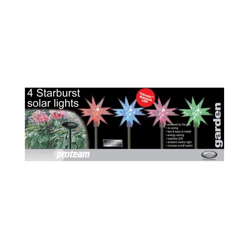 Proteam SL1071 - Set of 4 Starburst Colour Changing Solar Garden LED Lights