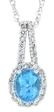 418uGiwzbmL. SL160  0.40ct Oval Blue Topaz and Diamond Pendant in 10Kt White Gold w/chain