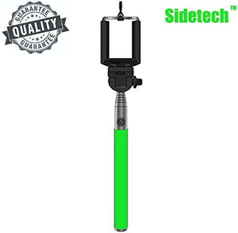 Selfie Stick, SideTechTM Self Portrait [Battery Free] Extendable Handled Stick with Adjustable Phone Holder &amp; Built-in Remote Shutter Designed for Apple, Android Smartphones (Green)