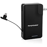 [Apple MFI Certified] RAVPower Portable Charger Multi-Functional 9000mAh Built-in Apple Lightning Connector with AC Plug External Battery Pack Power Bank iSmart Broad Compatibility, Fast Charging