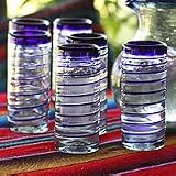 Highball glasses, 'Cobalt Spiral' (set of 6)