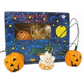 Halloween String Light Set - Ghosts and Jack-o-Lanterns - Lighted set of 10