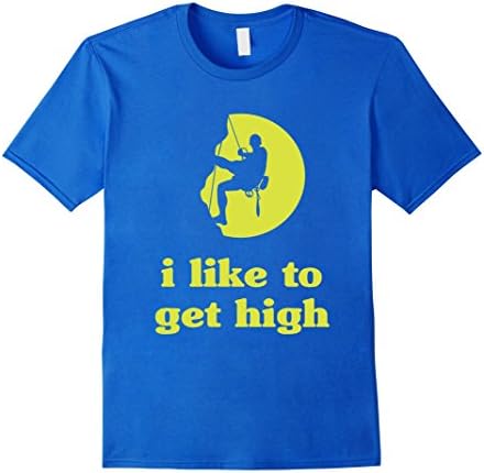 Men's Like To Get High Rock Climbing T-shirt Medium Royal Blue
