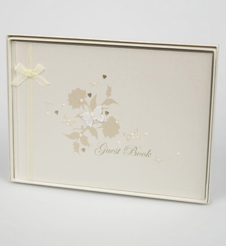 Cream Butterfly Wedding Guest Book