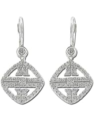 14K White Gold 0.45ct Stylish Road Prong White Diamond Leverback Dangle Earrings