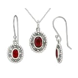 418uSAywCKL. SL160  Ruby Heart Pendant W/ Studs Sterling Silver CZ Ladies