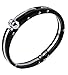 Hpolw Stainless Steel Black White Gold Silver-Tone Handcuff Mens Bracelet with Clasp