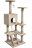Carb-certified Merax Cat Tree Cat Tower House with Condo Scratching Post (Design-NO.4) Beige
