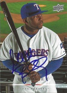 Milton Bradley Signed Texas Rangers 2008 UD Card