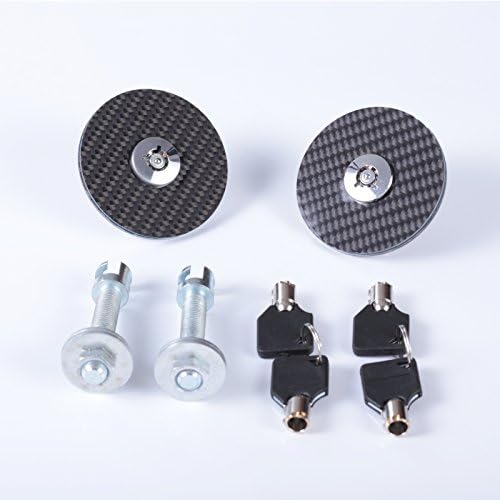 Real Carbon Fiber Premium Universal Hood Latch Pins w/ Lock-able Keys, Universal Fit For JDM Racing Style and Any Car