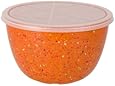 Zak! Designs Confetti Mixing Bowl with Lid, Durable and BPA-free Melamine, 1.5 Quart, Orange