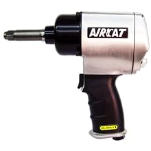 AIRCAT 1404-2 Original 1/2-Inch Black Brushed Aluminum Air Impact Wrench With Twin Hammer Mechanism And Extended 2-Inch Anvil