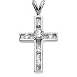14K White Gold Diamond Cross Pendant - 0.27 Ct.