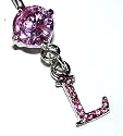 Pierced & Modified  Body Jewellery Navel Bars  Pink Crystal Initial Dangle Belly Bar  L