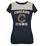 Chicago Cubs Navy and White Woman's Vintage Crew Neck T-Shirt by 5th & Ocean