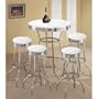 MAN CAVE 4 White Glitter Barstools and White Table Set CUSTOM MADE