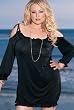 Plus Size Knit Shirred Off The Shoulder Mini Dress