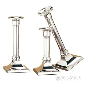 5 5 8 High, 3.5 Base Diameter Plain Sterling SIlver Square Candlesticks - Pair by Candlesticks