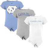 Nike North Carolina Tar Heels Infant Carolina Blue, Ash & White 3-Pack Romper Set