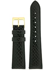 Watch Band Snake Grain Genuine Leather Easy Change Black 20mm
