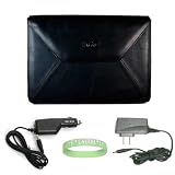 Kroo Amazon Kindle DX Leather BLACK Envelope Style Carrying Case + Kindle DX Rapid Car Charger + Kindle DX Wall / Travel Charger + Vangoddy tm, Live*Laugh*Love wrist band!!!( Kindle Dx Not Included )