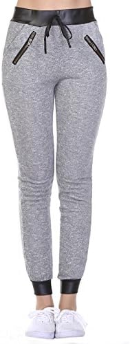 Urban Trend USA Womens Slim Faux Band Drawstring Jogger Sweat Pants (S/M)