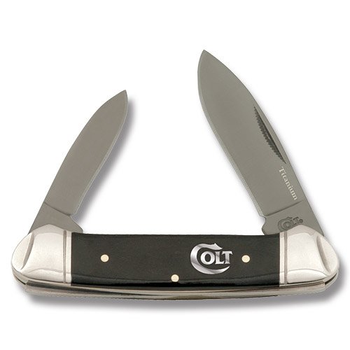 Colt Titanium Series Canoe Folding Knife Black Bone Handles