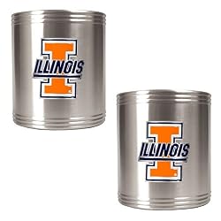 Illinois Fighting Illini NCAA 2pc Stainless Can Holder Set by Great American Products