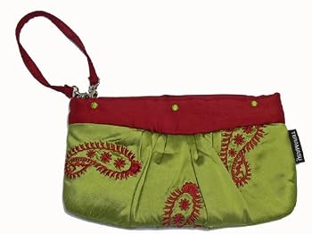 Teramasu Purse Green Paisley Silk Wristlet