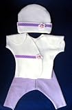 White with Purple Polka Dots Set, Small Preemie 3-6 Pounds