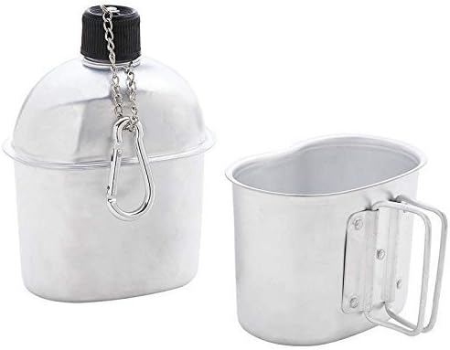 32oz Aluminum Canteen Army Green Cover Cup Clip Camping Survival Field Gear by Camping Canteens
